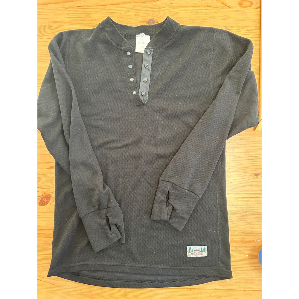 EMS Polartec Base Layer Gorpcore Hiking Camping Thermal Henley Top Black Wom. M